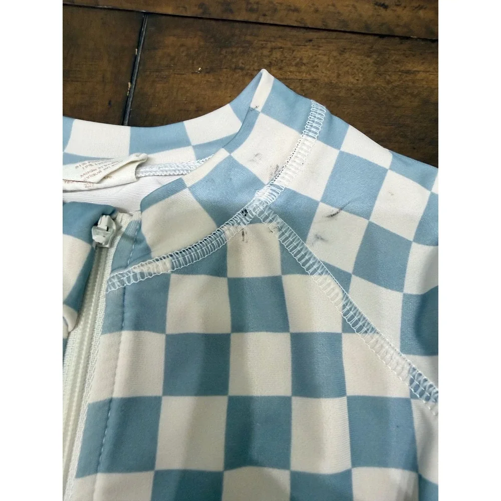 SIIX Collection Kids Checkered Swimsuit Lot 18-24M Blue Green UPF 50+ Rash Guard